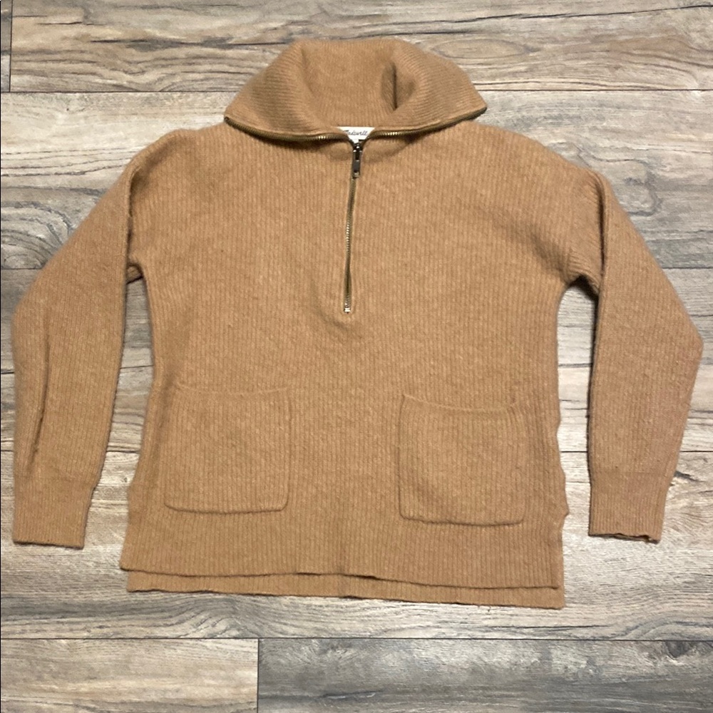 Madewell Tan Zip Up Sweater Cozy Versatile Design